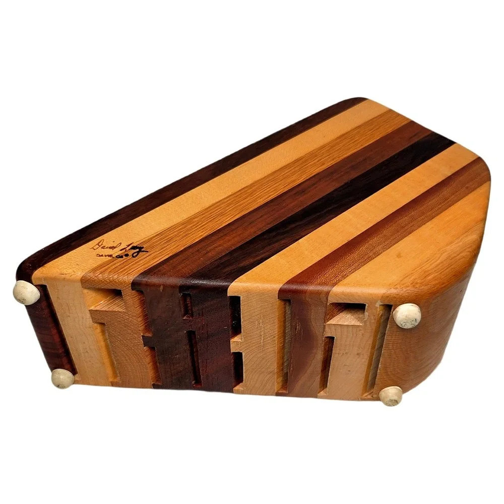David Levy‎ Artisan Striped Hardwood Knife Block Kitchen Storage Excellent